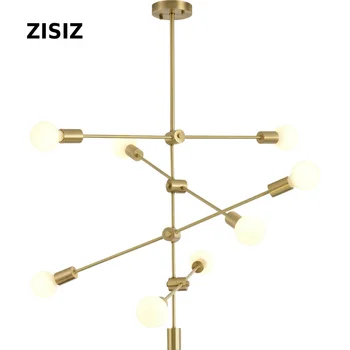 

Lampara techo Nordic Postmodern Simple Restaurant Copper Chandelier Lighting Bedroom Hanglamp Living Room Hanging Light Fixtures