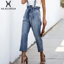 Пояс с пуговицами, металлические декоративные строчки, комбинезон, модные трендовые уличные штаны для женщин, синие осенние и зимние авангардные джинсы