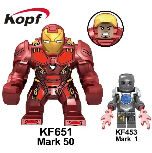 KF651 KF453 20Pcs 20 шт. строительные блоки Супергерои Мстители 4 Infinity War Mark 41 30 50 42 Железный человек Фигурки для детей игрушки KF6064 - Цвет: KF651 KF453 20Pcs