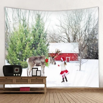 

Christmas tapestry Christmas snowman art ornaments Christmas home decoration 2021 New Year wall covering tapestry decoration
