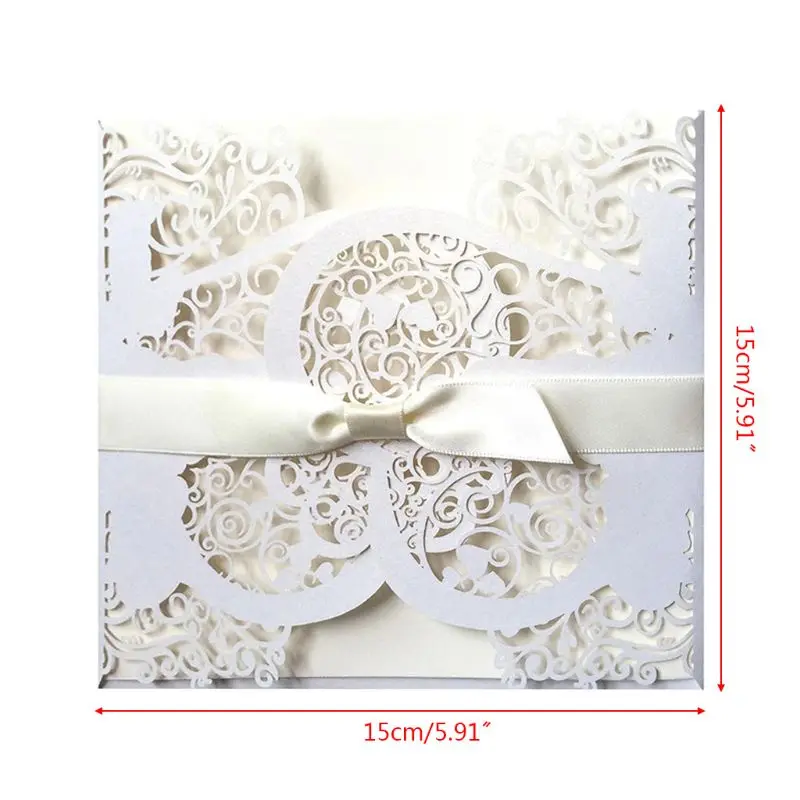  20 Pcs European Style Wedding Invitation Card with Bow Envelope Kit Party Supply - 4.00048E+12