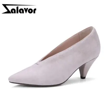 

ZALAVOR Genuine Leather Pumps Spike Heels Spring Comfortable Basic Pumps Office Ladies Shoes Footwear Size 34-39
