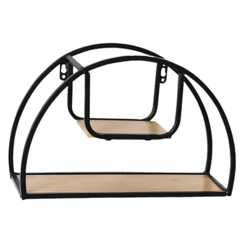 

Iron Art Half Circle Storage Rack Wall Mount Modern Decorative Organizer Shelf Holder without Nails