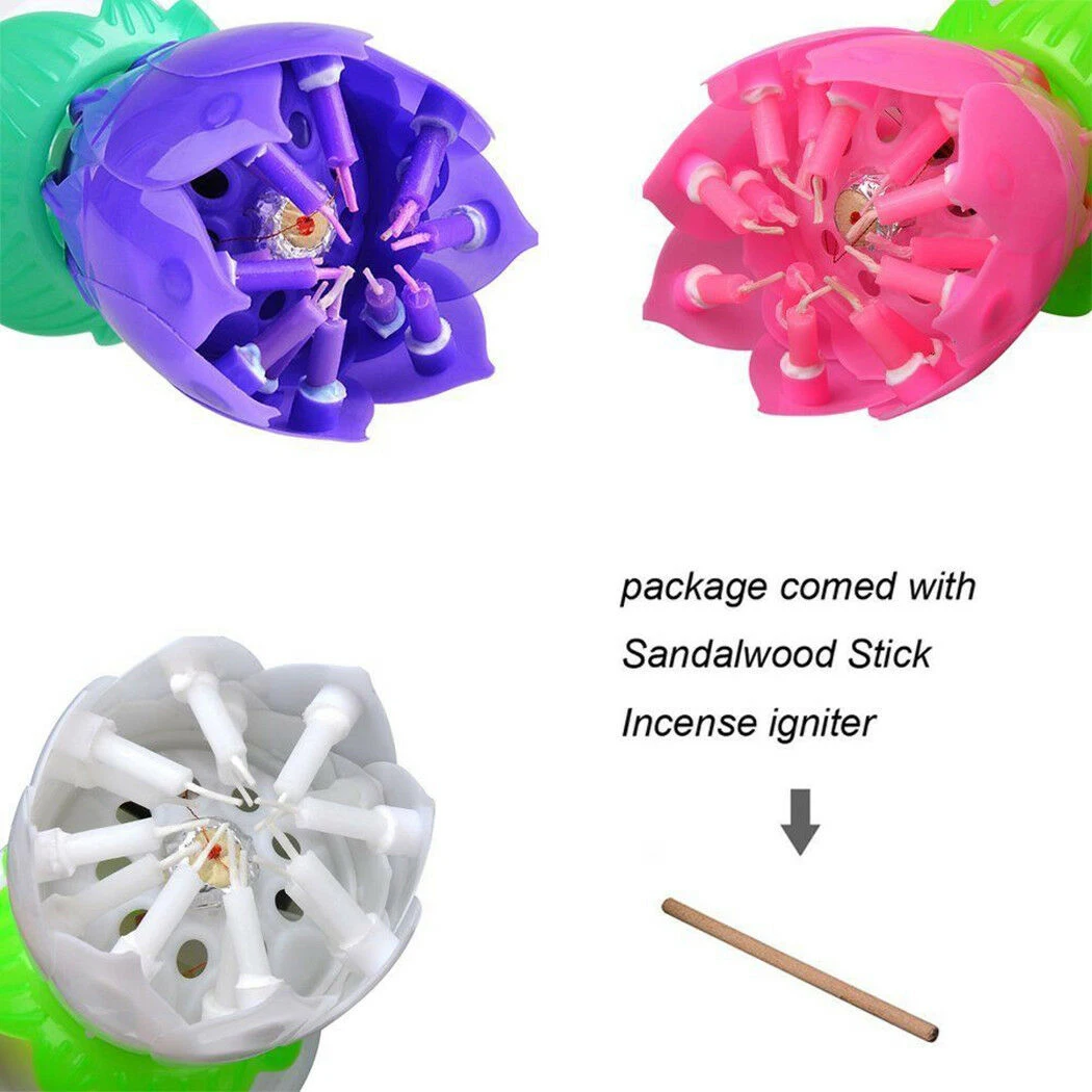 Musical Candle Lotus Flower Rotating Candle Cake Topper Lotus Flower Rotating Birthday Candle Blossom Decoration Party Gift