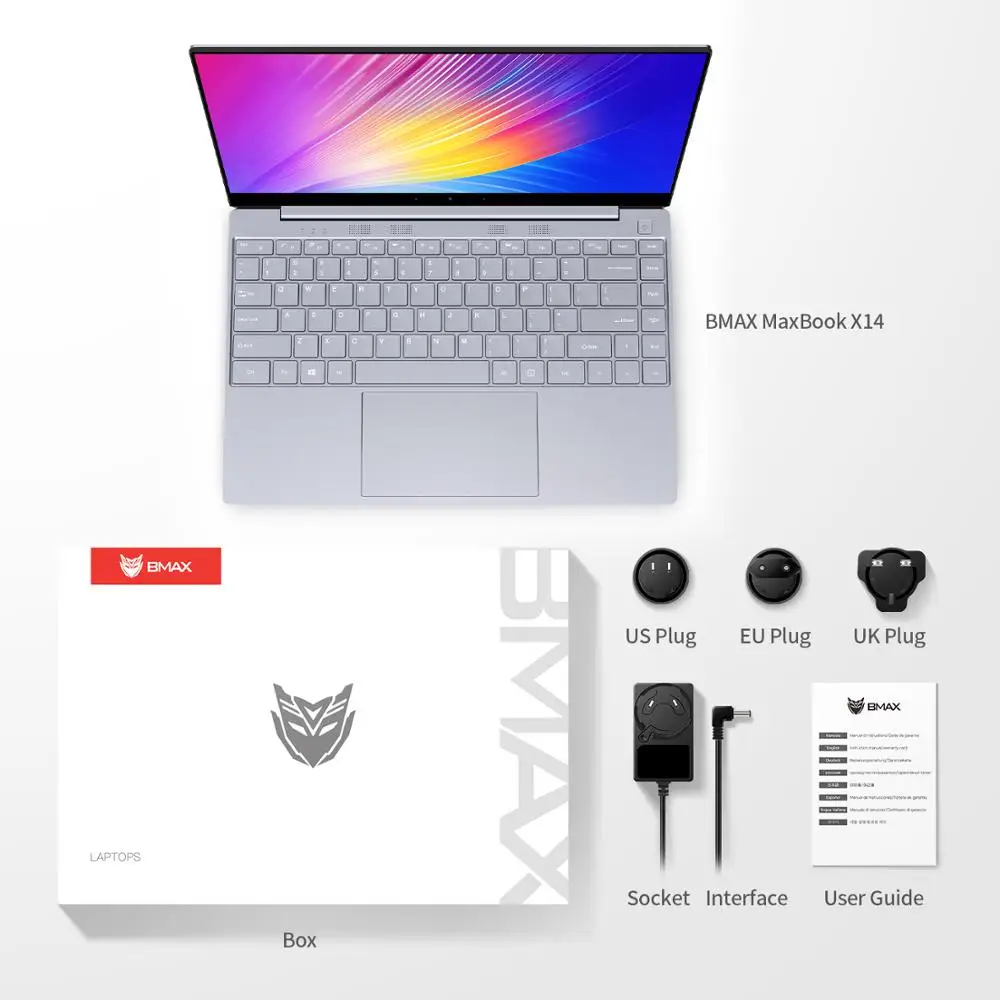 BMAX ноутбук 14,1 дюймов X14 ноутбук Windows 10 8 ГБ ОЗУ 256 ГБ M.2 SATA 2280 SSD 1920*1080 ips Двойной Wifi blacklighting клавиатура ПК