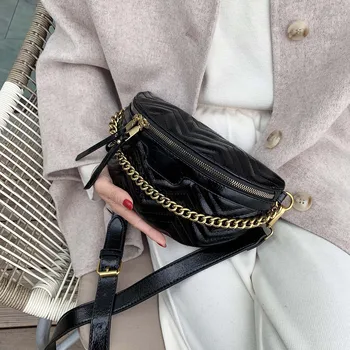 

2020 Fashion Chest Bags Lady PU Leather Chain Desingn Crossbody Shoulder Messenger Bag Female Travel Handbags and Purses