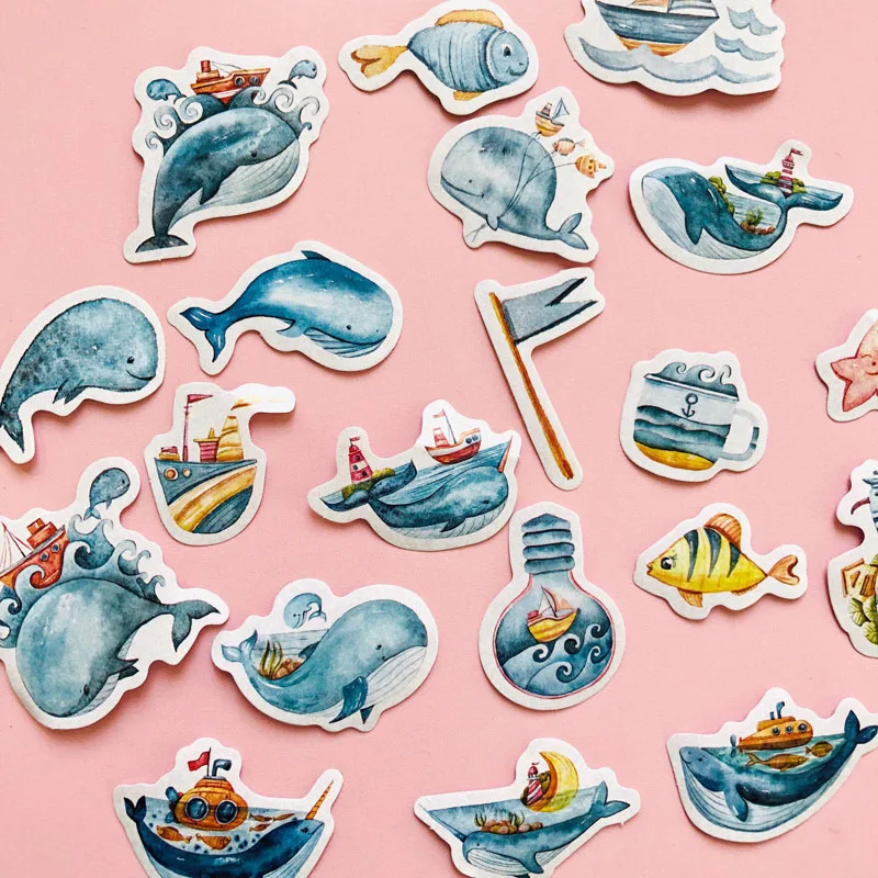 40 pcs/Box Peace Whale Adhesive DIY Sticker Stick Label Notebook Album Decor