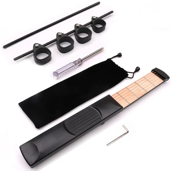 

Portable Pocket Guitar 6 Strings Model Wooden and Finger Span Trainer Practice 6 Strings Guitar Trainer Tool Gadget for Beginner