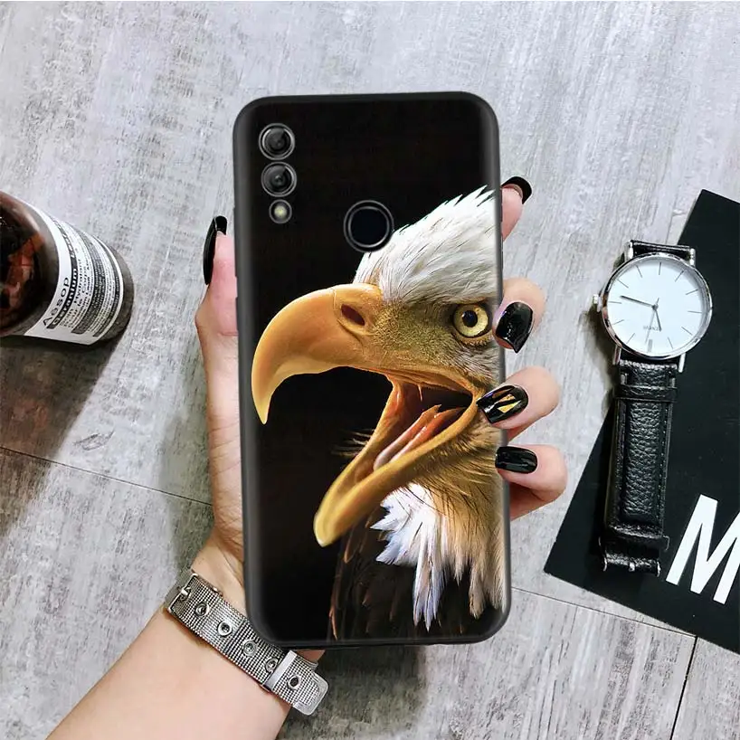 Король птиц Орел ястреб черная крышка чехол для телефона для huawei Y9 Y5 Y6 Y7 Honor 10 9 Lite 9X8X8 S 8A фотоаппаратов моментальной печати 7S 7A 10i 20i V20 Coque