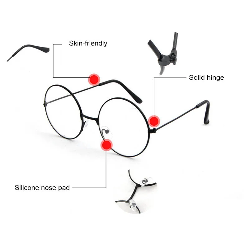Корейская версия Harajuku оптические очки оправа Очки для чтения унисекс Ультралегкая декоративная оправа круглая винтажная металлическая плоская зеркальная