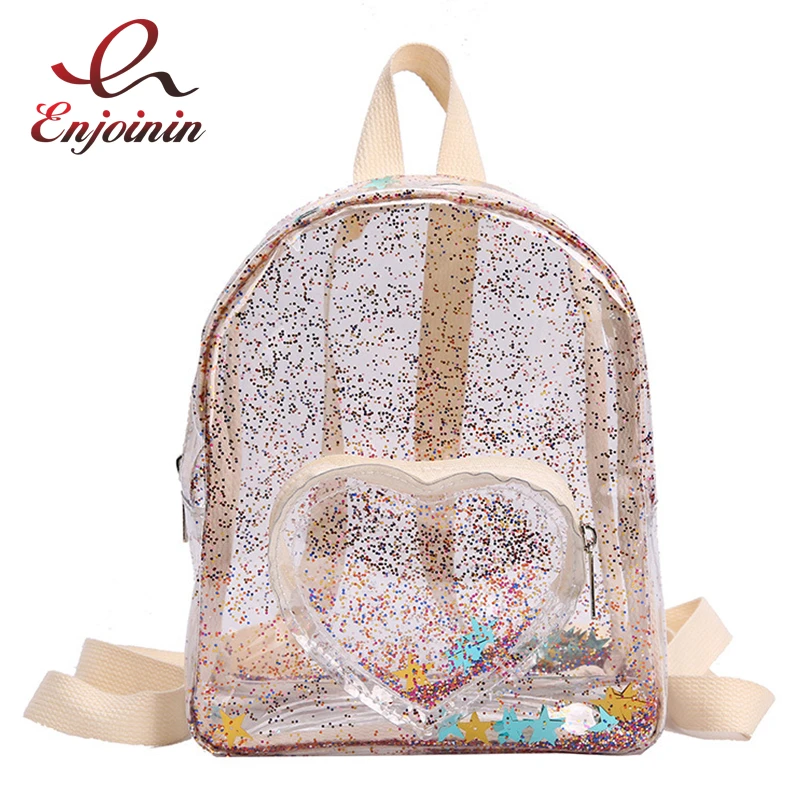 Mochila transparente de lentejuelas niña, bolsa de PVC impermeable para mujer, Mini bolsa de viaje informal, Escolar de gelatina deslumbrante, moda 2021|Mochilas| - AliExpress