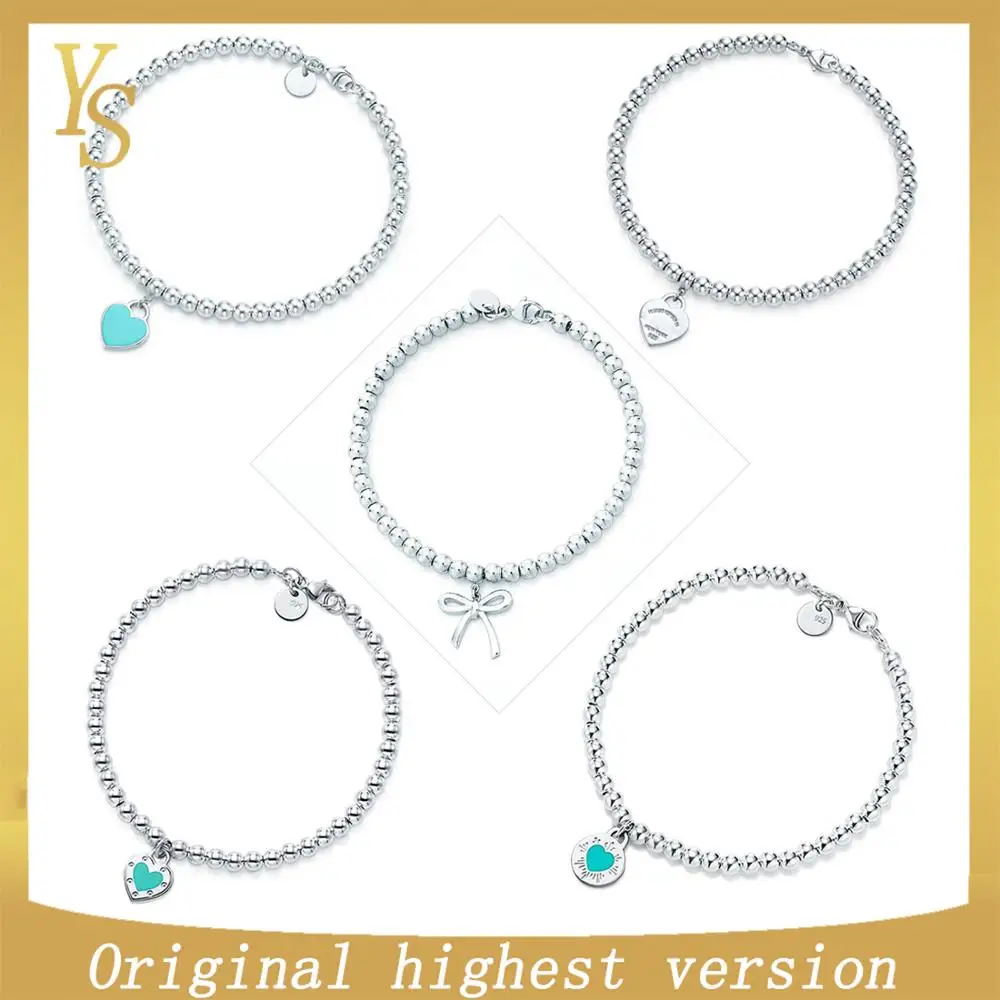 

YS Charm Bracelet 100% Sterling Silver High Edition Original Twilight Bow Heart Charm Bracelet Fashion Popular