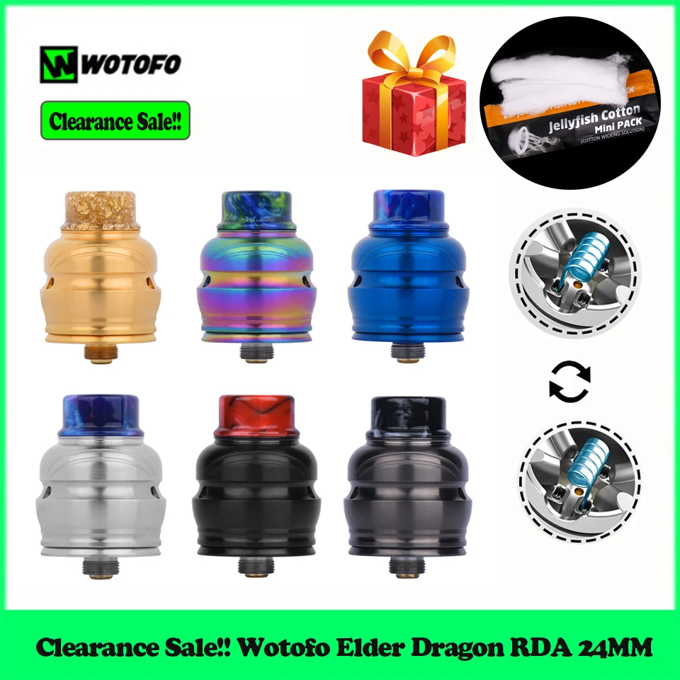 

Clearance Sale!! Vape Tank Wotofo Elder Dragon RDA Atomizer 24mm Vaporizer 510 Thread Dripping Atomizer Vape Tank vs Profile RDA