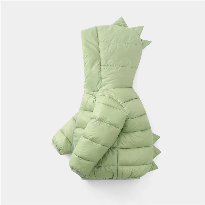 Baby Girls Hooded Down Jackets Coats Spring Boys Cartoon Dinosaur Thicken Warm Jacket Newborn Toddler Kids Girl Zipper Outerwear
