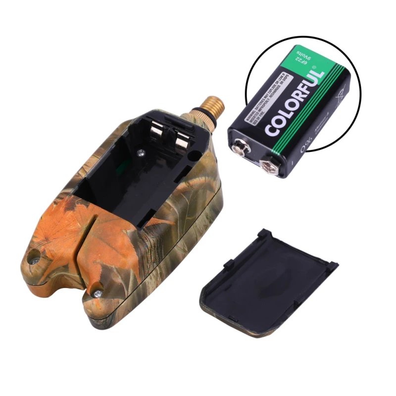 Printed Camouflage Fishing Bite Alarm With Blue Light Adjustable Tone Volume Sensitivity Sound Fish Bite Alarm Waterproof Fishin