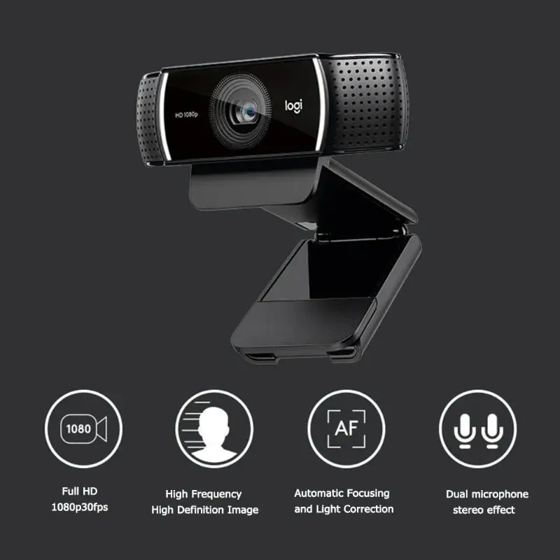 Новая веб-камера с автофокусом logitech C922 Pro 1080P 30FPS Встроенный микрофон потоковое видео веб-камера Full HD якорная камера со штативом