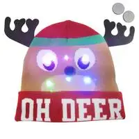 Новые рождественские шапки, светодиодный светильник, вязаная шапка, цветная шапка, Рождественский Санта и олень, снеговик, светильник, вязаная шапка для детей - Цвет: 17
