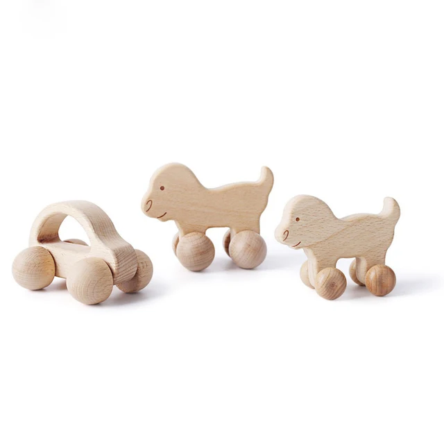 1pc Baby Toys Wooden Car Beech Animal Elephant Montessori Toys Wooden Rattle Girl Boy Blocks BPA Free Educational Baby Products 5