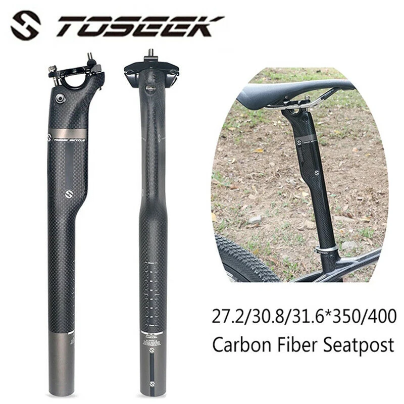 TOSEEK 3K Full Carbon Fiber MTB Road Bike Seatpost Bicycle Saddle Tube 350/400mm 