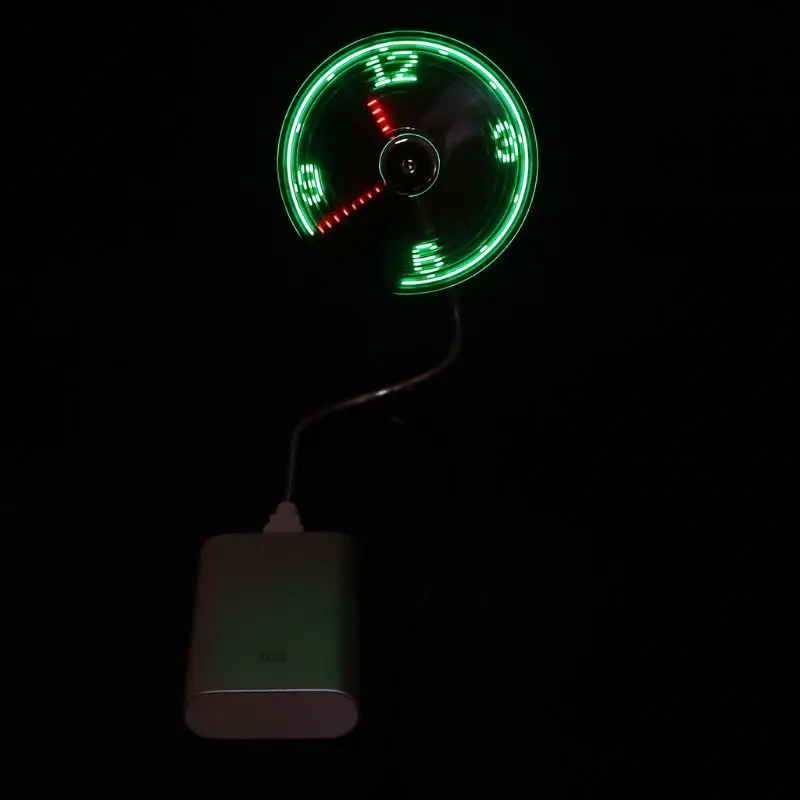 Гибкий USB светодиодный вентилятор-часы с дисплеем в реальном времени для ноутбука D08B
