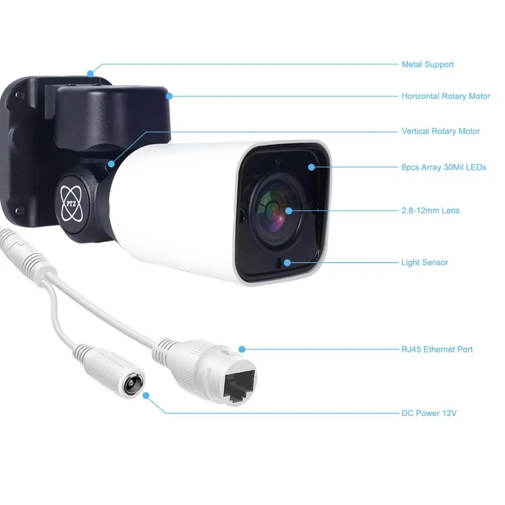 Камера наблюдения PoE 5MP IP cam 4X оптический зум PTZ пуля наружного внутреннего видеонаблюдения Onvif инфракрасный Cam IPC-HD361-5MP-4X-E(2 шт. в упаковке