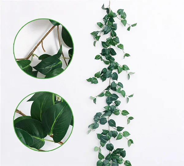 Artificial Ivy Leaf Eucalyptus Leaves Home Decor Wedding Decoration Plants Plastic Green Long Vine Fake Foliage Handmade 180cm - Цвет: 5