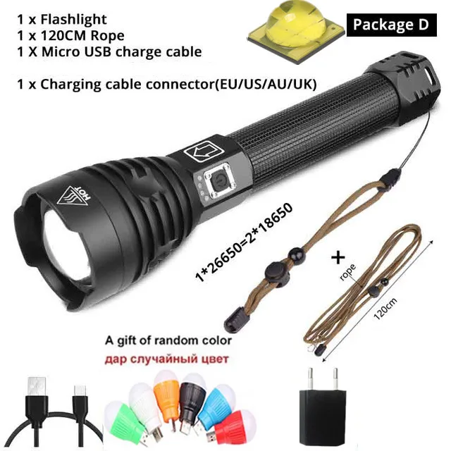 rechargeable led torch 2021 new Portable Ultra Powerful XHP90.3 LED Flashlight 26650 Flashlight XLamp XHP70 USB Rechargeable Tactical Light Zoom Torch blacklight flashlights Flashlights