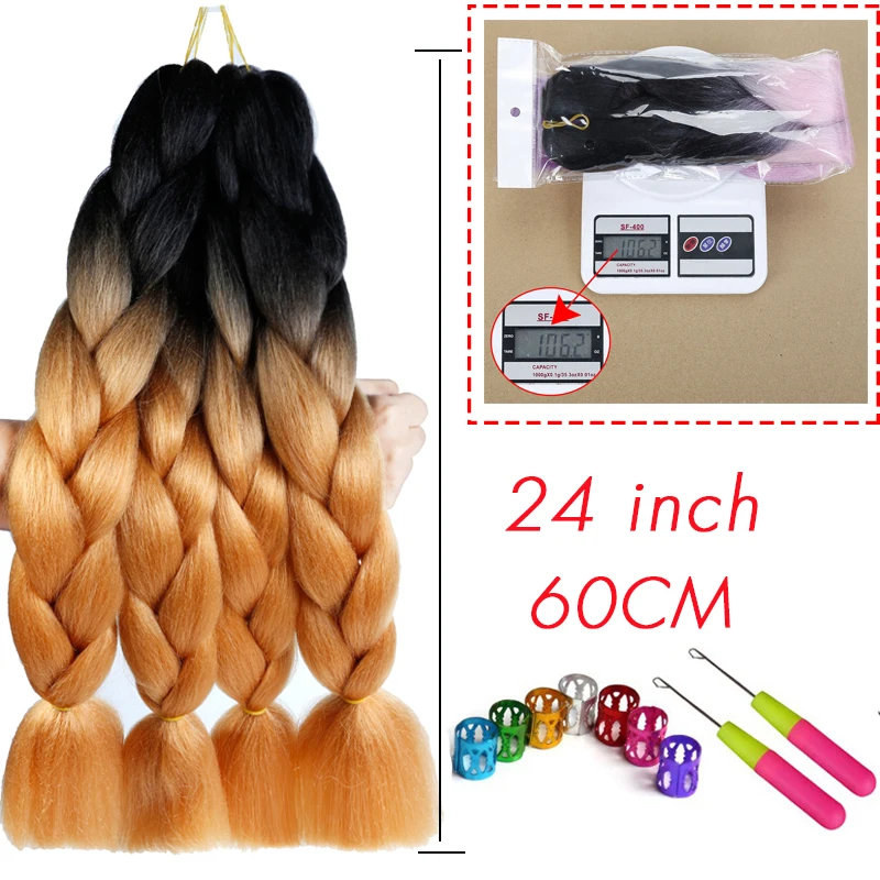 Омбре плетение волос для наращивания 1 упаковка 2" 100 г огромные косы длинные коричневые синтетические дреды крючком косы