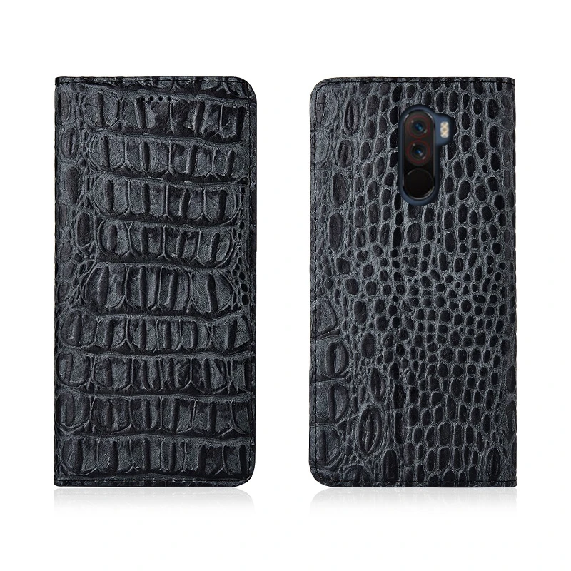 

Crocodile Back Pattern Genuine Real Leather Magnetic Flip Phone Bag For Xiaomi POCOphone F1/Xiaomi Mi9 Phone Case Coque Funda