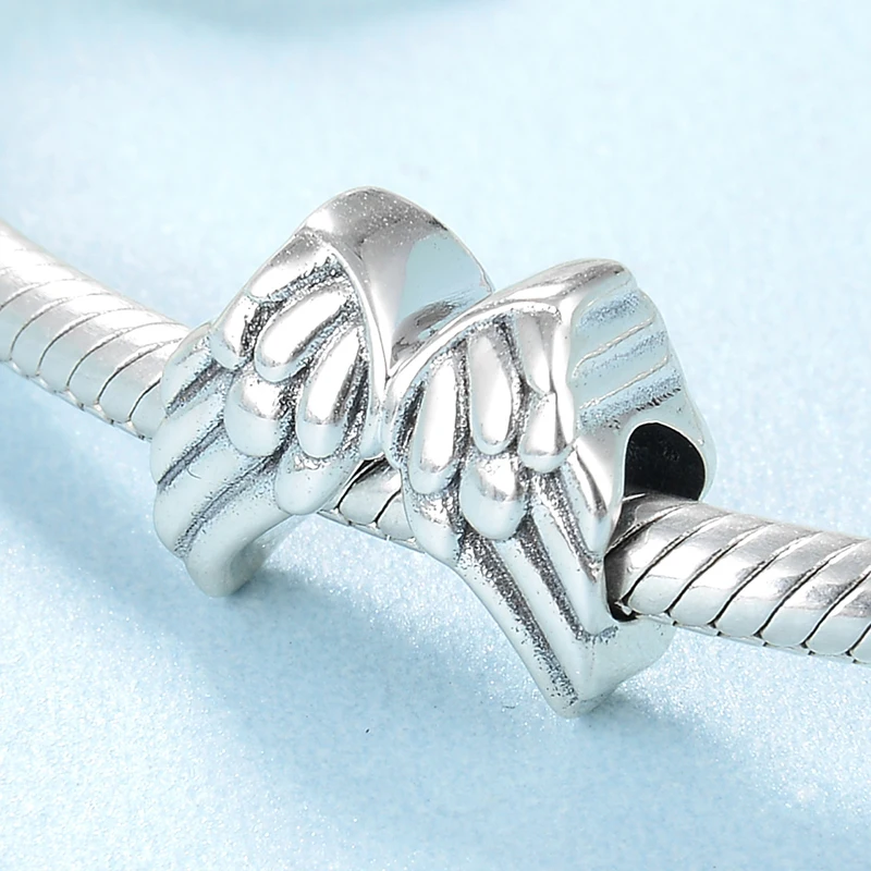 Аутентичные 925 пробы серебряные крылья ангела с перьями бусины подходят к оригиналу Pandora талисманы браслет ювелирных изделий