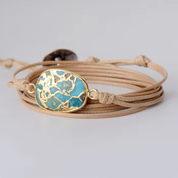 Stone Charm Bracelets Turquoises Long Vegan Cord Friendship Wrap Bracelet Bijoux Femme Women Jewelry Wholesale Dropshipping