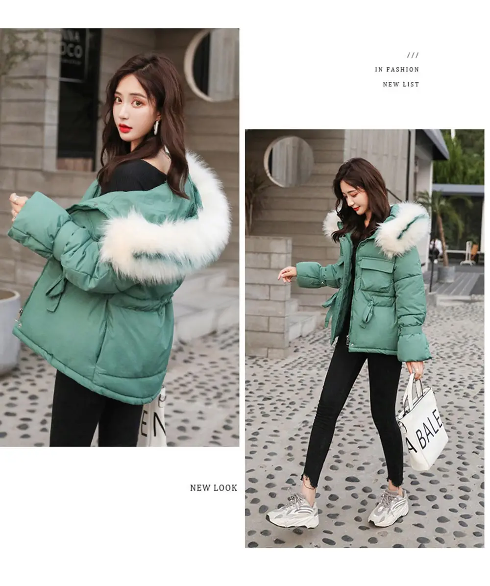 PinkyIsBlack меховые куртки с капюшоном, парка, зимняя куртка для женщин, короткий стиль, корейский галстук, теплое плотное тонкое зимнее пальто для женщин