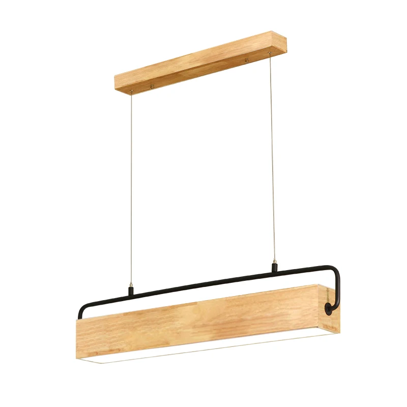 

European Wooden LED Pendant Light Long Wood Hanging Lamp Home Decor Individuality Study Restaurant Dining Room Office Droplight
