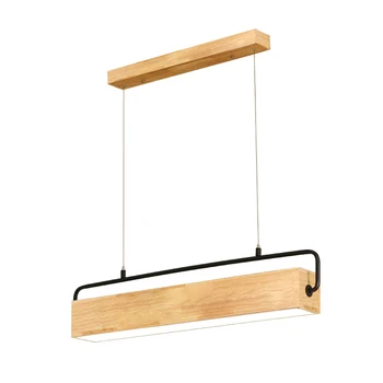 

European Wooden LED Pendant Light Long Wood Hanging Lamp Home Decor Individuality Study Restaurant Dining Room Office Droplight