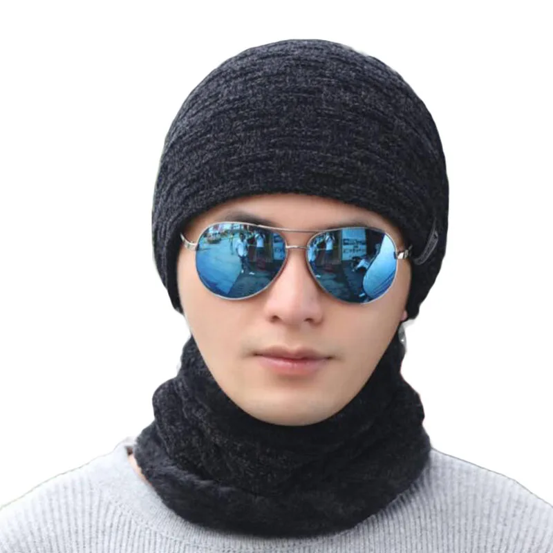 Beanies Мужская двухслойная бархатная шляпа из ткани унисекс плюс бархатная Вязаная Шерстяная Круглая Шапочка однотонные зимние шапочки для женщин Beanie