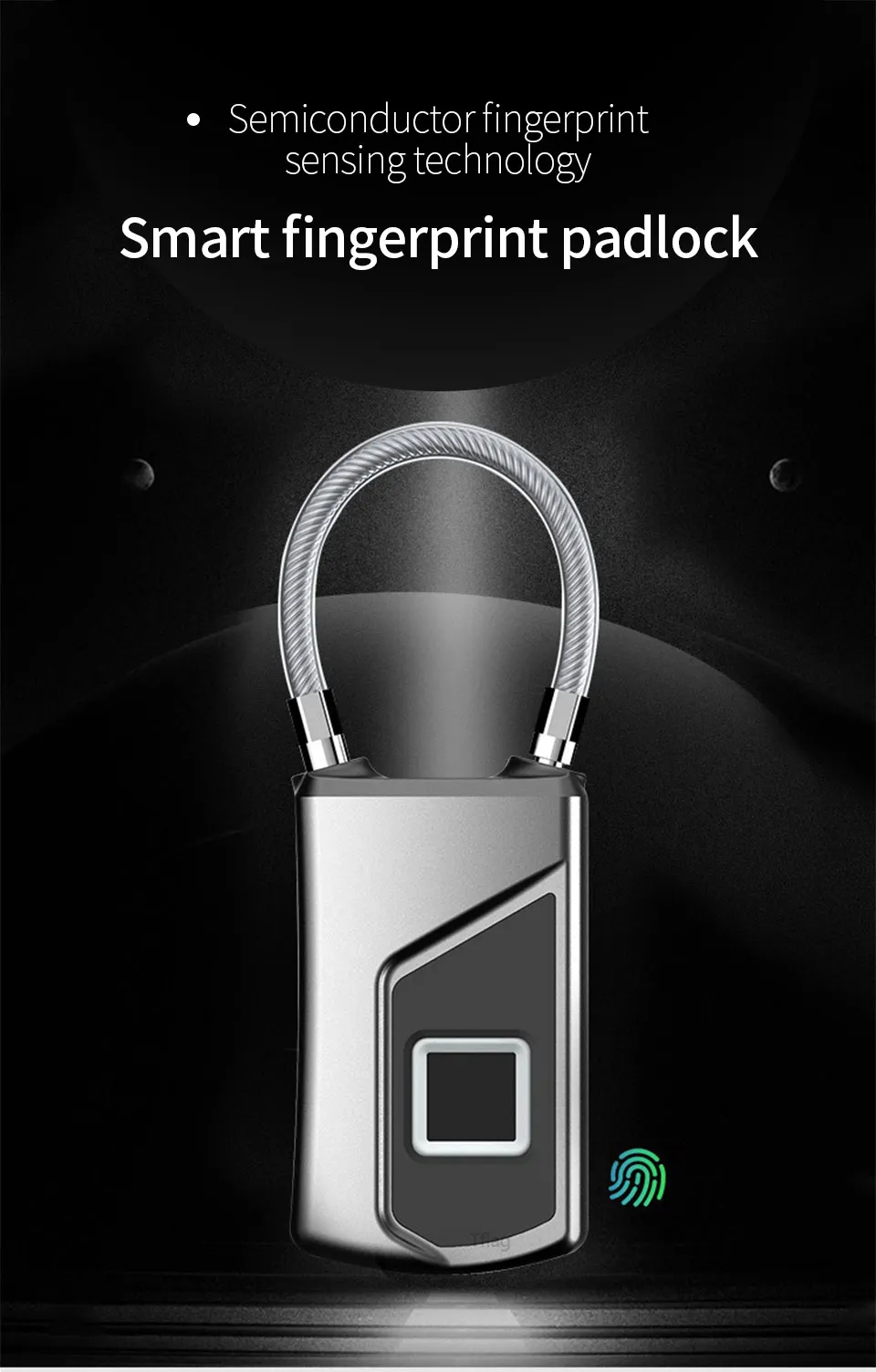 Xiaomi Youpin отпечаток пальца навесной замок для багажа Портативный многоцелевой мешок Шкаф Водонепроницаемый полупроводниковый биометрический идентификация