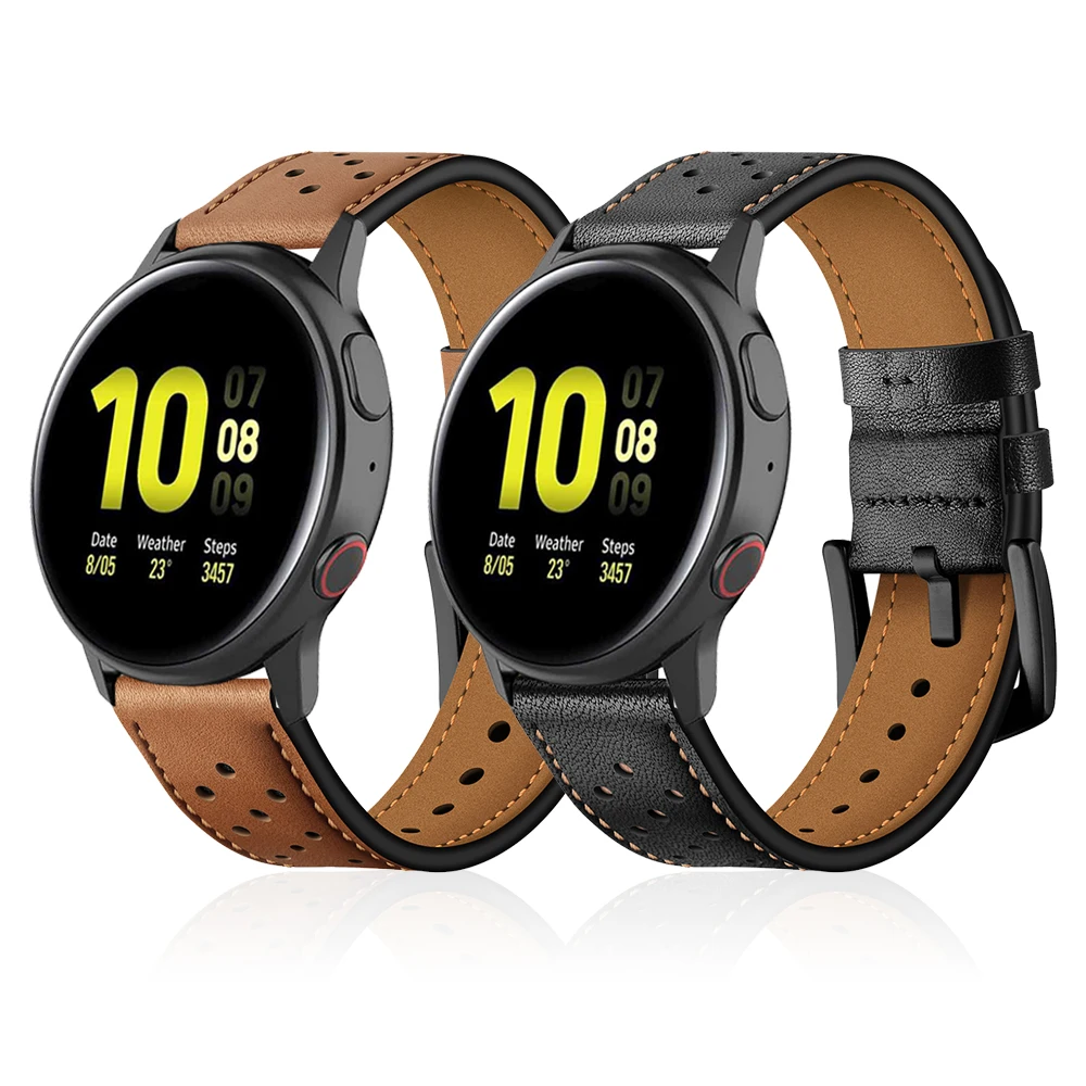 Кожаный ремешок для часов samsung Active 2 ремешок для Galaxy Watch 46 мм 42 мм/gear Sport/S3 Сменные аксессуары Correa