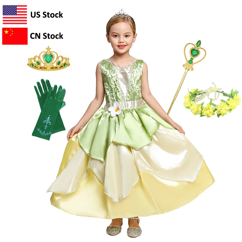 Carnevale Tiana Dress Up abiti ragazza principessa giochi di ruolo Costume  da festa bambini abito senza maniche la principessa e la rana|Dresses| -  AliExpress