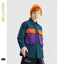 Коллекция года, Детская рубашка для мальчиков детская повседневная хлопковая рубашка Длинная уличная рубашка для мальчиков с цветными блоками От 5 до 10 лет 19609A