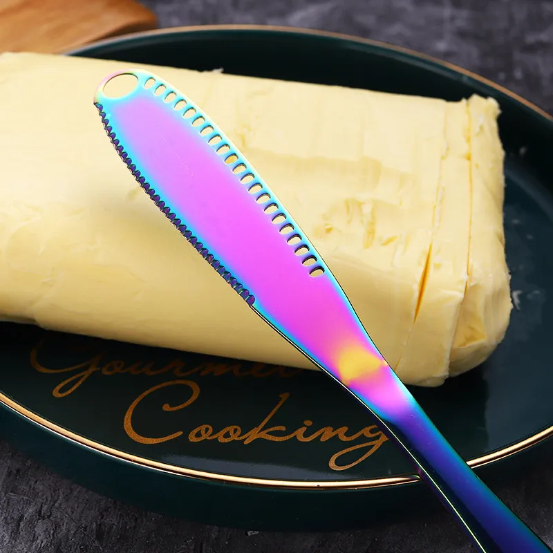 100pcs/lot Colorful kitchen knife Stainless Steel High-Grade Thick Cutlery Cheese Butter Knife Butter Cream Spatula