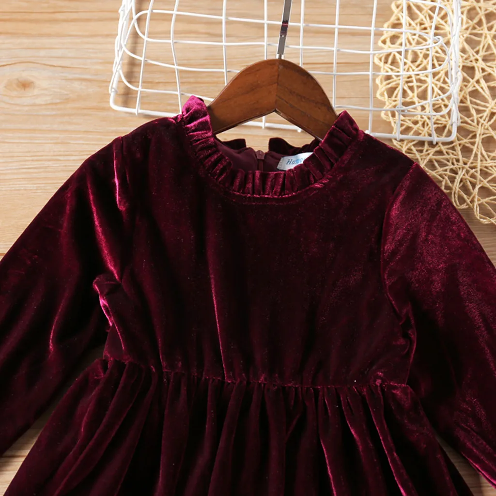 Рождественское платье с Сантой; костюм; вечерние платья; красная бархатная флисовая детская одежда для девочек; коллекция года; зимнее платье с длинными рукавами для девочек