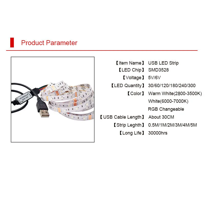 5 В USB Светодиодная лента светильник 3528 RGB с дистанционным управлением гибкий светодиодный светильник лента 0,5 м 1 м 2 м 3 м 4 м 5 м ТВ подсветка теплый белый