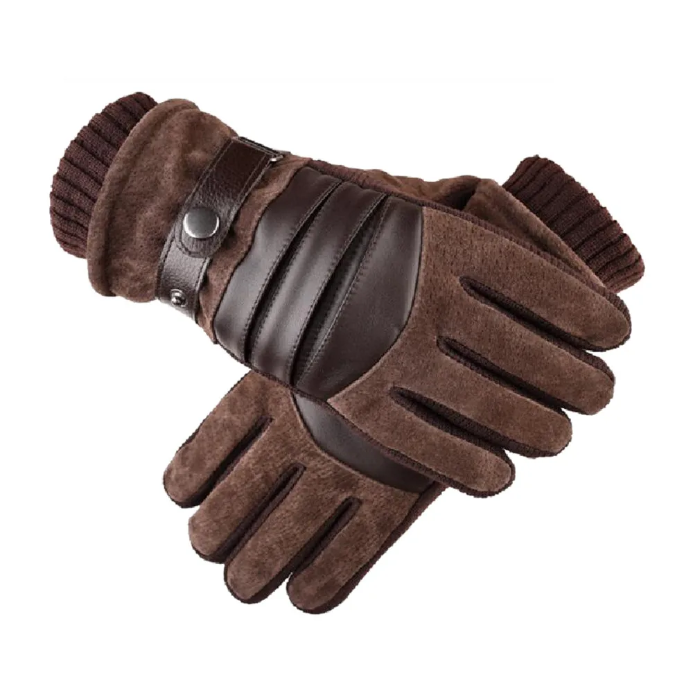 Зимние мужские перчатки модные ветрозащитные водонепроницаемые уличные велосипедные перчатки из свиной кожи плюс бархатные утепленные теплые перчатки