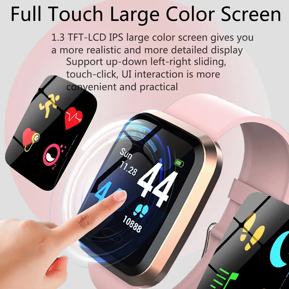 

Multi-sport L7 Smart Watch Heart Rate Blood Pressure Monitoring TPE Strap For Android IOS Waterproof Touch Screen Smart Bracelet