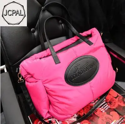 JCPAL New Winter Space Bale Handbag Woman Casual Space Cotton Totes Bag Down Feather Padded Lady Shoulder Crossbody Bag