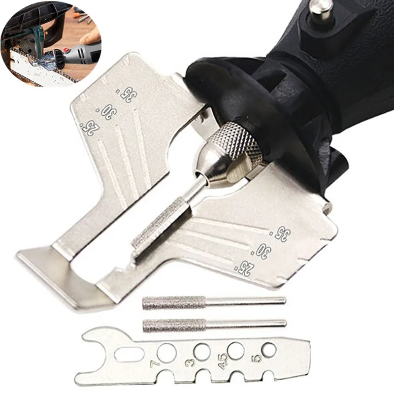 Chain Saw Sharpening Attachment Grinding Guide Drill Adapter Tool Head Ruler Mini Drill Power Rotary Tools Accessories