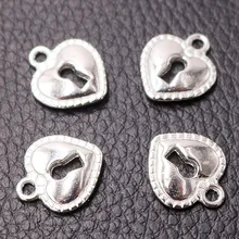 

15pcs Silver Plated Heart-shaped Lock Charm Retro Earrings Bracelet DIY Metal Jewelry Lover Gift Handicraft Making 16*14mm A2253