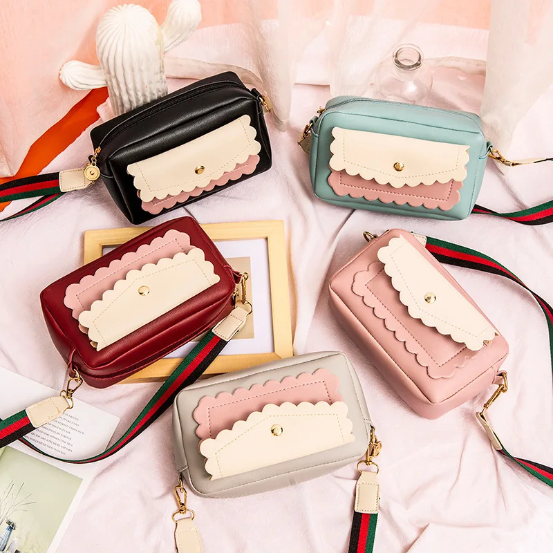 

Japanese And South Korean Style Candy Color Contrast Color Camera Bag 2019 New Style Fashion Color Webbing Shoulder Mini Mobile
