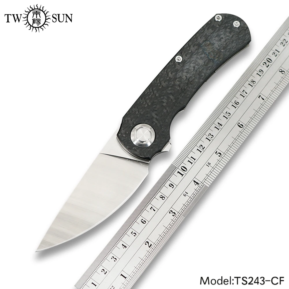 TWOSUN Knives 14C28N Blade Folding Pocket Knife Tactical Knife Camping Outdoor Survival Tool Titanium EDC Front Fast Open TS243