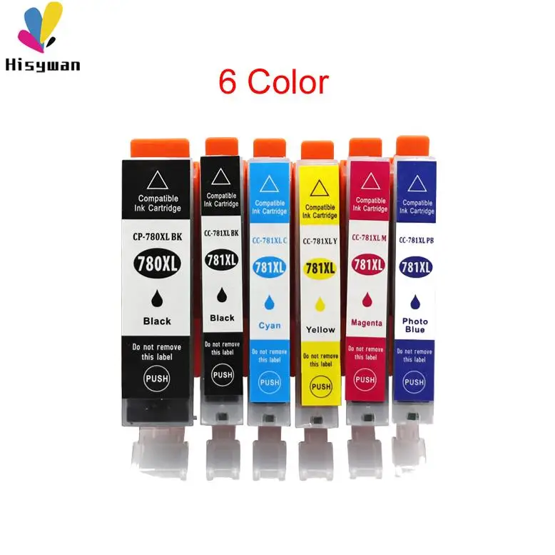 6 color Hisywan PGI780 CLI781 чернильный картридж для Canon PGI 780 Pixma TR8570 TS9170 TS8170 принтер для Canon PGI-780 CLI-781 - Цвет: 6 color